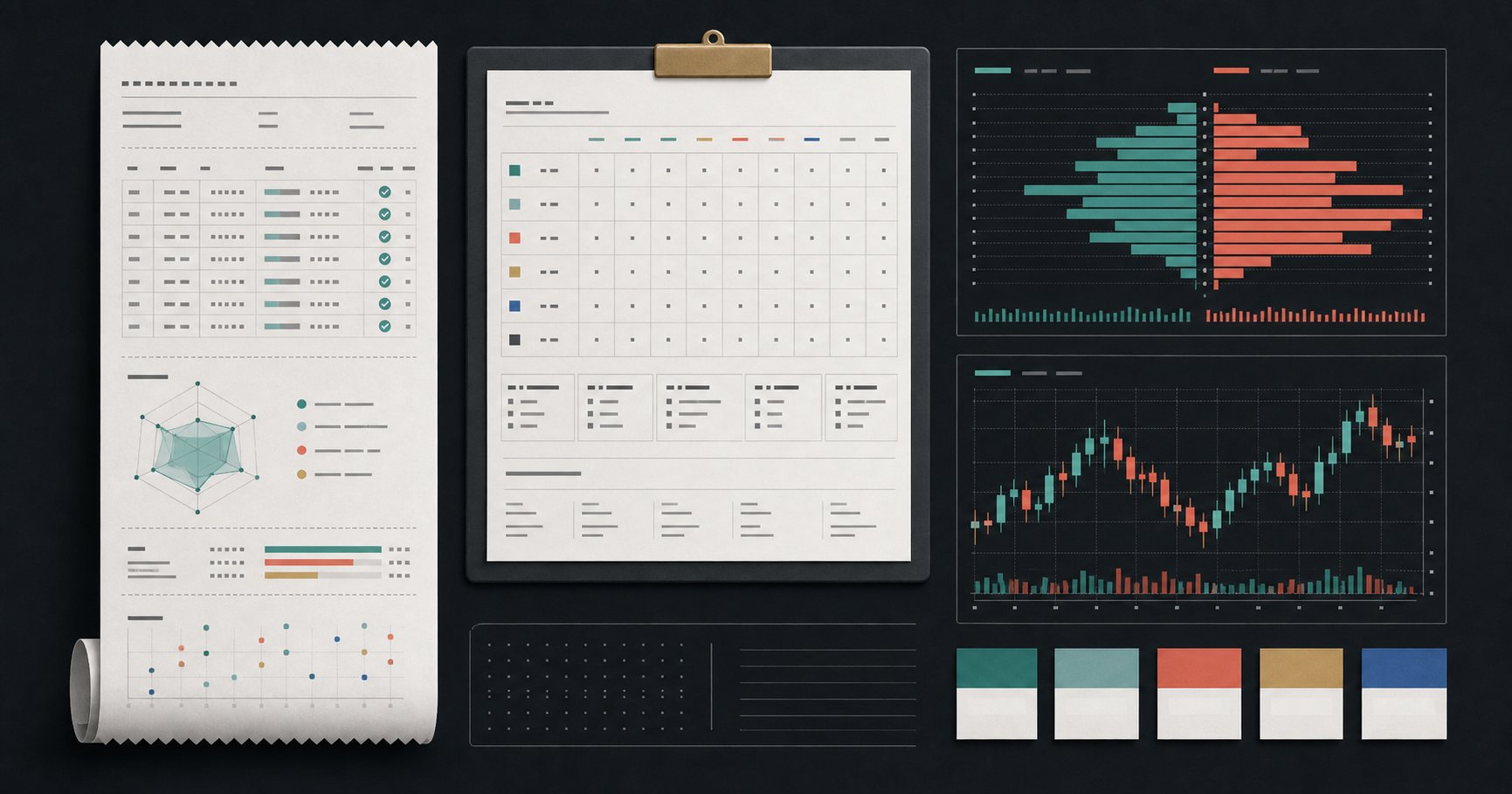 Research evaluation records and analytical charts